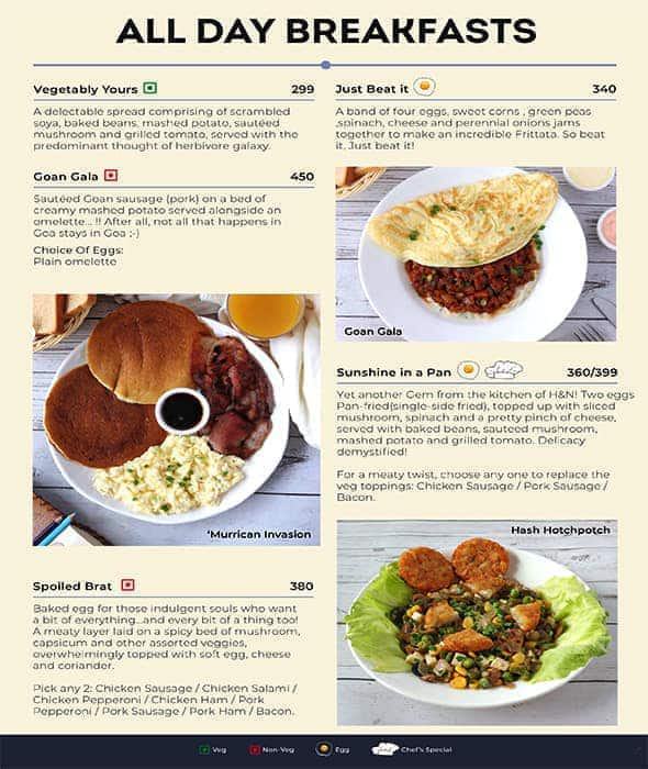 Menu page: All Day Breakfasts continued
