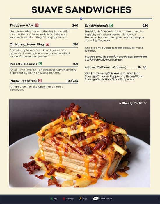 Menu page: Suave Sandwiches